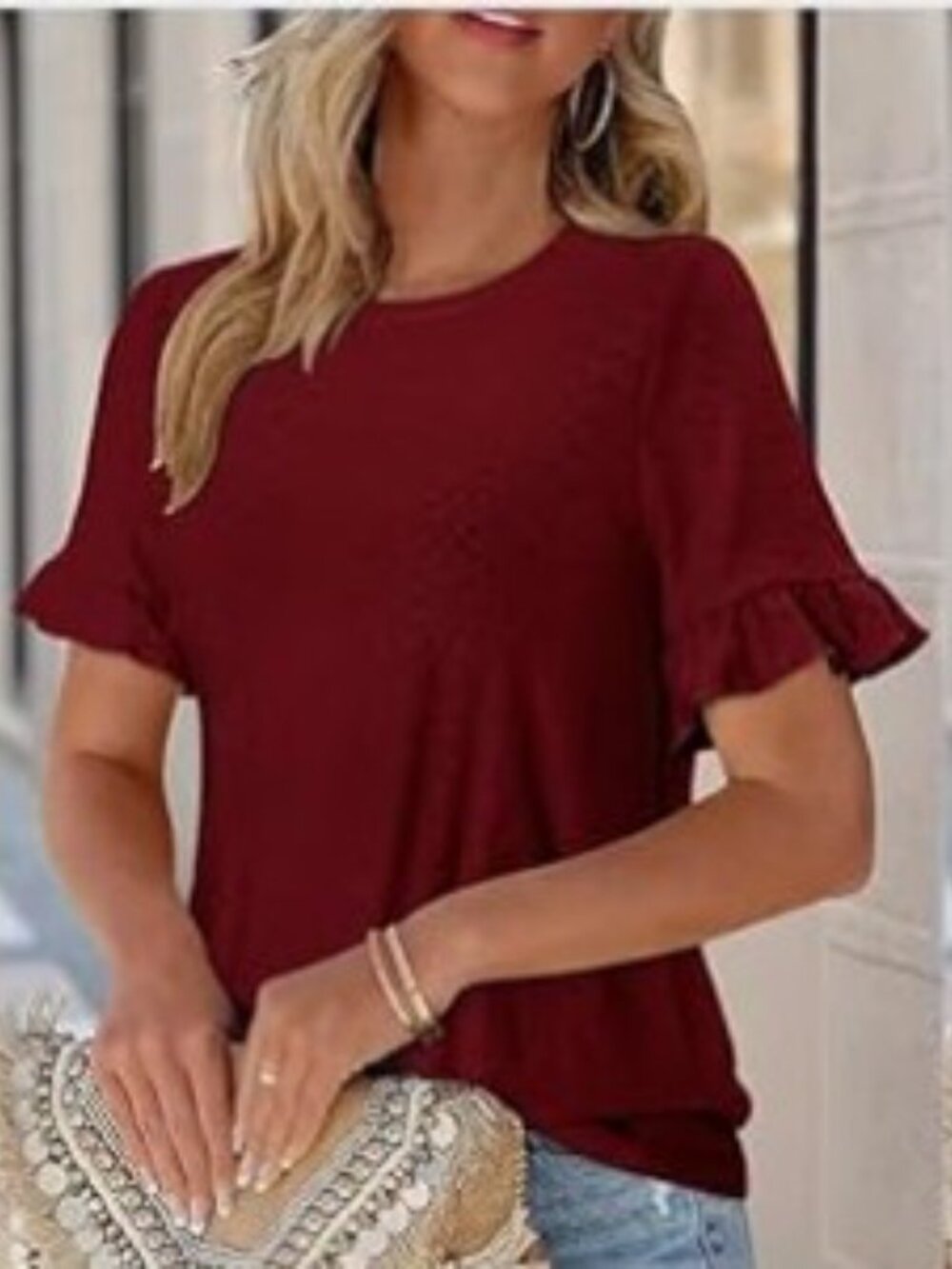 Amazon Ruffled Half Sleeve Tunic for Women